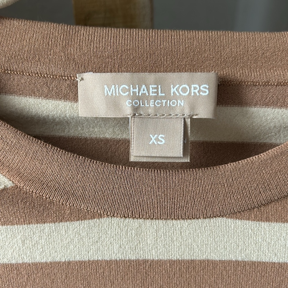 Michael Kors Collection Striped Stretch-Italian Viscose Bodysuit, Size XS - Picture 5 of 6